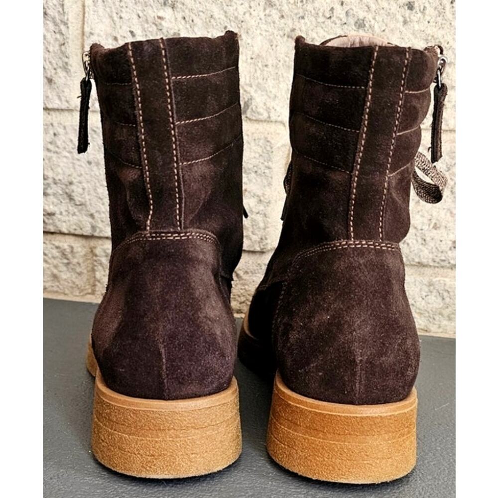 Ron White Hayley Weatherproof Suede Boots Chocolate Brown Lace Up Ankle 41 US 10 - Picture 9 of 11